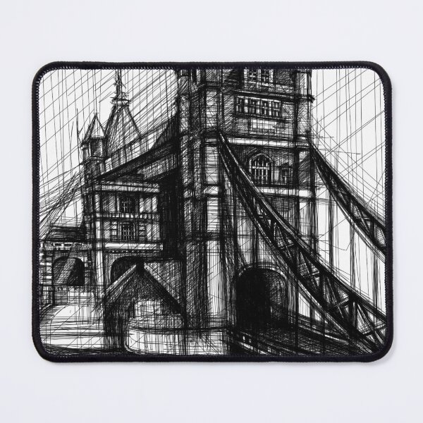 Item preview, Tower Bridge London Sketch – Black and White Architectural Cityscape Art designed and sold by IlustratorCAT.