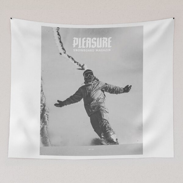 Artikelvorschau, Pleasure Snowboard Magazin Cover Snowboarding Skate Design Kunstdruck Poster Wand T-Shirt Weste entworfen und verkauft von Cool Robot Bro..