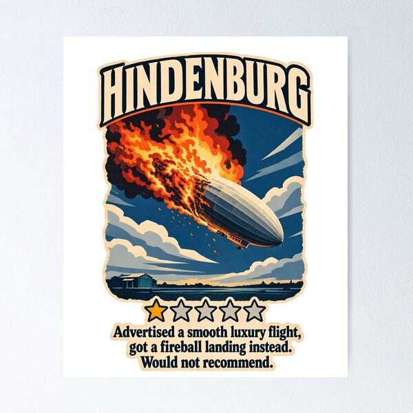 Item preview, Hindenburg One Star Review - Funny Aviation Disaster Dark Humor designed and sold by Neurospicy Trolls.