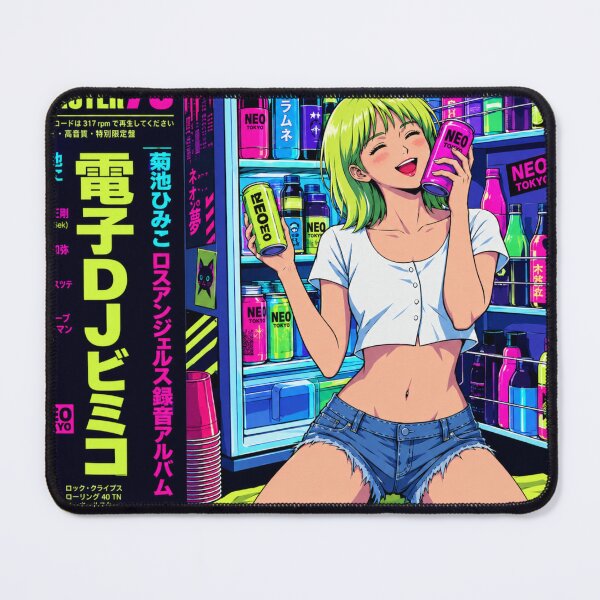 Item preview, Retro Japanese Anime Cyberpunk DJ Girl Pixel Art designed and sold by zumerdiego.