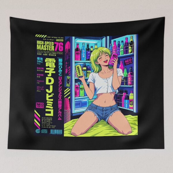 Item preview, Retro Japanese Anime Cyberpunk DJ Girl Pixel Art designed and sold by zumerdiego.