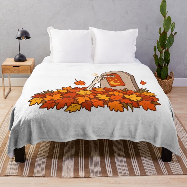 Item preview, Skeleton Gravestone Autumn Leaves Humor Halloween Introvert designed and sold by nortowelcomics.
