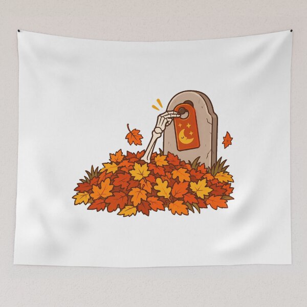 Item preview, Skeleton Gravestone Autumn Leaves Humor Halloween Introvert designed and sold by nortowelcomics.
