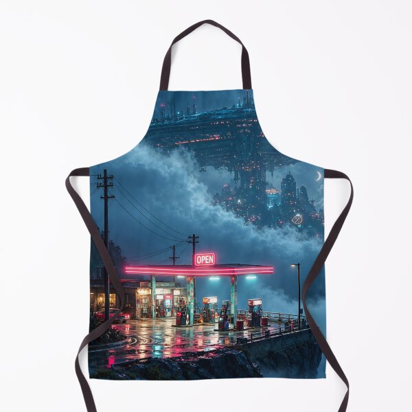 Item preview, Cyberpunk Gas Station Futuristic City Neon Sci Fi Night designed and sold by IRON SIREN.