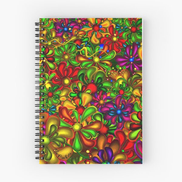 Item preview, whimsical psychedelic floral fantasy art journal notebook designed and sold by Ofir mor.