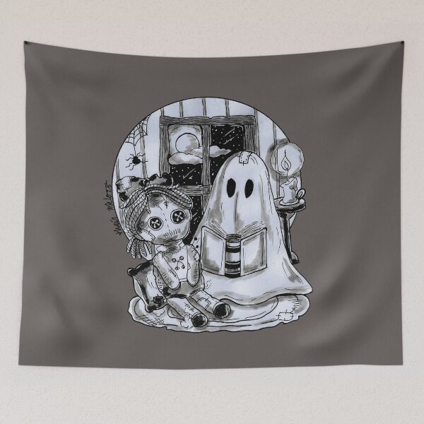 Item preview, Ghost Reading to Ragdoll - Cute Ink Halloween Art designed and sold by ThaisMelo.