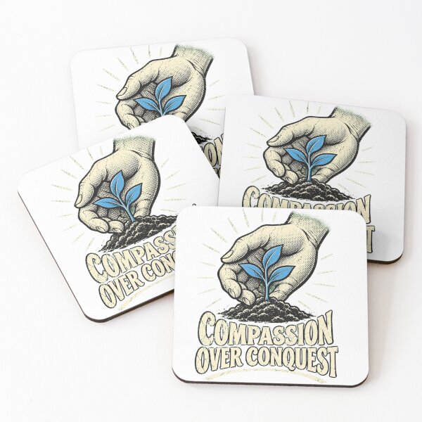 Item preview, Compassion Over Conquest – Values-Driven Quote Design designed and sold by RokomariFabric.