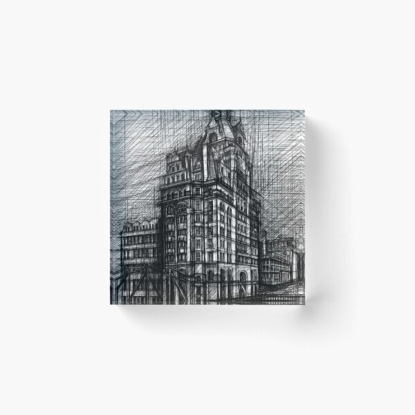 Item preview, Victorian Corner Building Sketch – Black and White Historic Architecture designed and sold by IlustratorCAT.