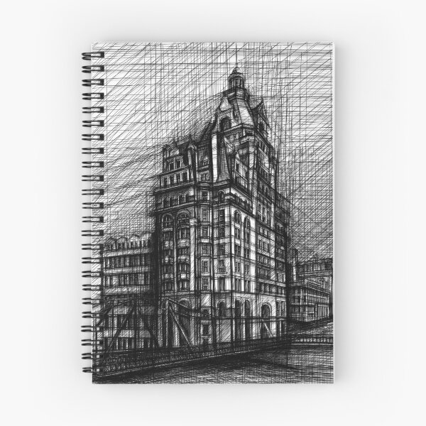 Item preview, Victorian Corner Building Sketch – Black and White Historic Architecture designed and sold by IlustratorCAT.