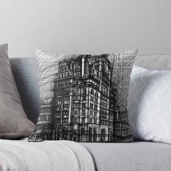 Item preview, Victorian Corner Building Sketch – Black and White Historic Architecture designed and sold by IlustratorCAT.