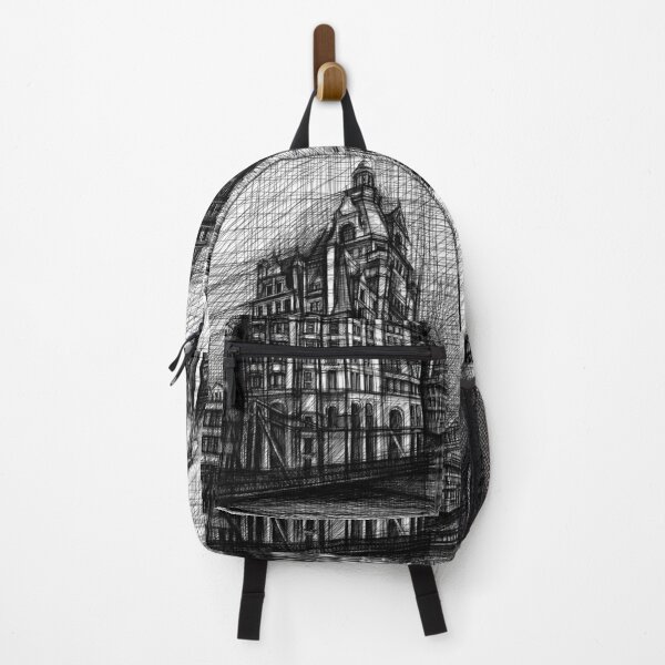 Item preview, Victorian Corner Building Sketch – Black and White Historic Architecture designed and sold by IlustratorCAT.