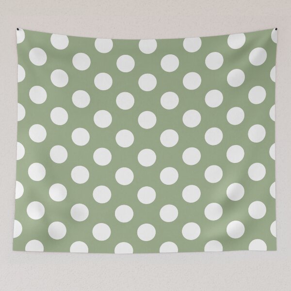 Item preview, Large white polka dots on sage green designed and sold by Nolan6.