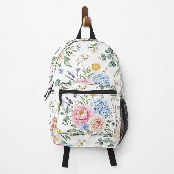 Artikelvorschau, Nahtloses Aquarellmuster mit Frühlingsblumenstrauß | Rosa Pfingstrose, Blaue Hortensie & Ranunkel entworfen und verkauft von Alaa-love-art.
