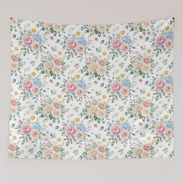 Item preview, Watercolor Spring Floral Bouquet Seamless Pattern | Pink Peony, Blue Hydrangea & Ranunculus designed and sold by Alaa-love-art.