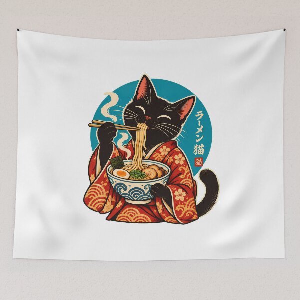 Item preview, Ramen Cat Kimono Noodle Bowl Foodie Anime Fan designed and sold by nortowelcomics.