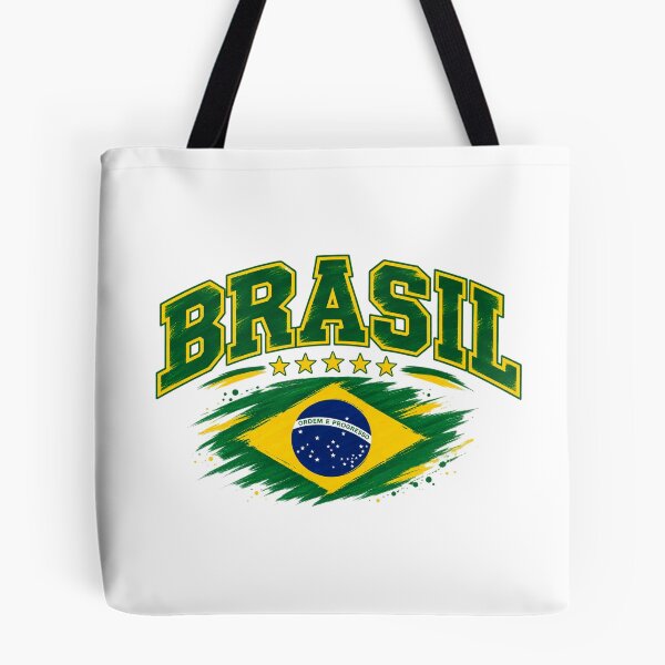 Artikelvorschau, Vintage-Grafik der brasilianischen Flagge – Brasilien-Stolz im Pinselstil entworfen und verkauft von JrNergal.