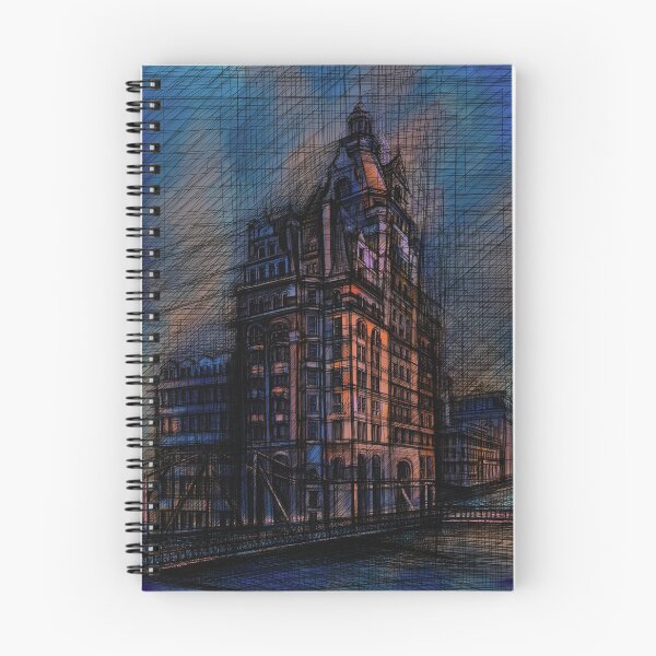 Item preview, Moody Architectural Cityscape – Blue and Orange Victorian Building Art designed and sold by IlustratorCAT.