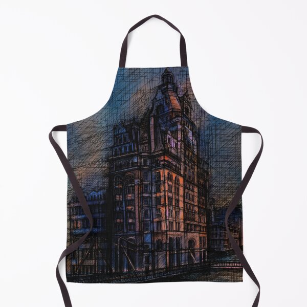 Item preview, Moody Architectural Cityscape – Blue and Orange Victorian Building Art designed and sold by IlustratorCAT.