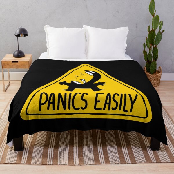Item preview, Panics Easily - Anxiety Warning Sign designed and sold by Zerhof.