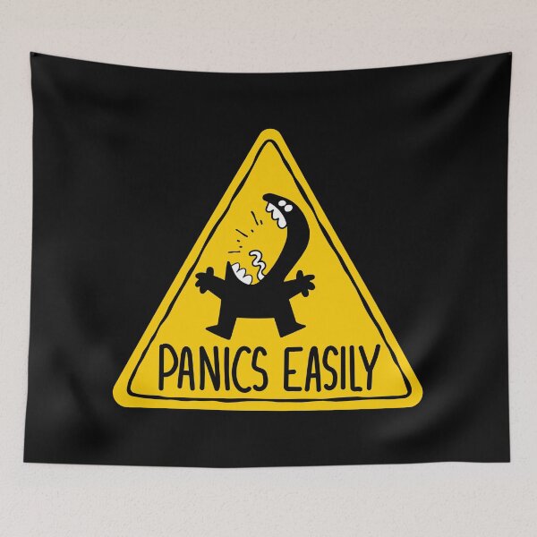 Item preview, Panics Easily - Anxiety Warning Sign designed and sold by Zerhof.