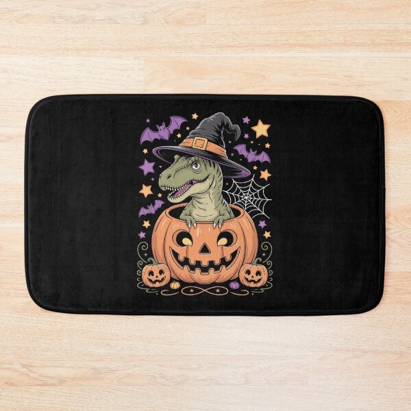 Item preview, Green T Rex Witch Hat Inside Jack O Lantern Purple Bats Stars designed and sold by jkrphoto.