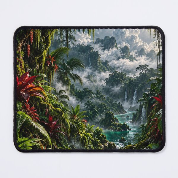 Item preview, Enchanted Tropical Waterfall Valley | Fantasy Jungle Landscape designed and sold by IRON SIREN.