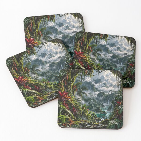 Item preview, Enchanted Tropical Waterfall Valley | Fantasy Jungle Landscape designed and sold by IRON SIREN.