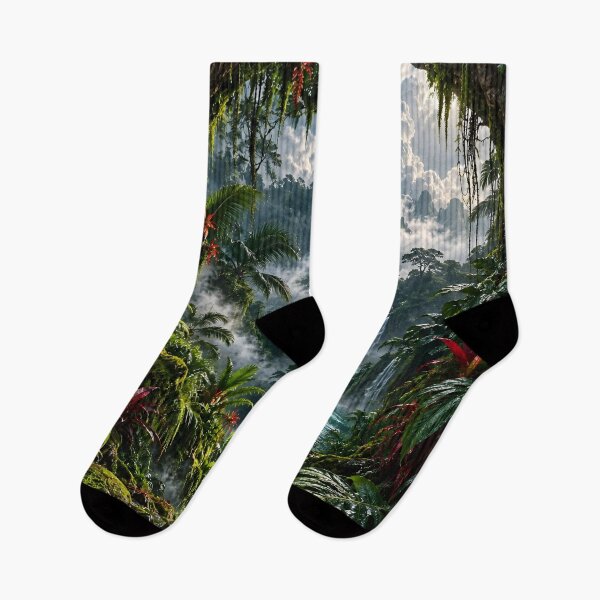 Item preview, Enchanted Tropical Waterfall Valley | Fantasy Jungle Landscape designed and sold by IRON SIREN.
