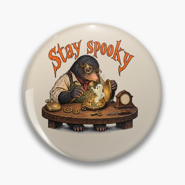 Item preview, Stay Spooky Steampunk Mole Clockmaker & Ghost designed and sold by MythicCotton.