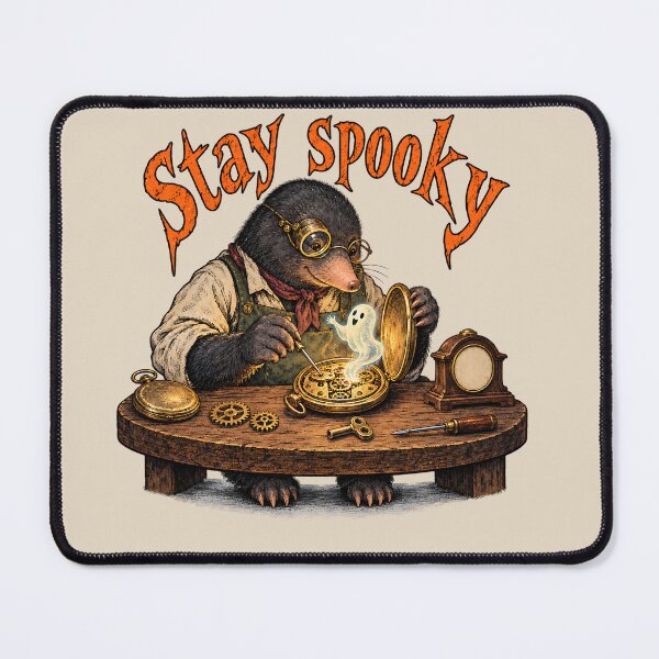 Item preview, Stay Spooky Steampunk Mole Clockmaker & Ghost designed and sold by MythicCotton.