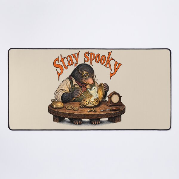 Item preview, Stay Spooky Steampunk Mole Clockmaker & Ghost designed and sold by MythicCotton.