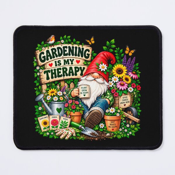 Item preview, Gardening Is My Therapy Garden Gnome designed and sold by TZehrfeldPhotos.