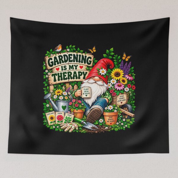 Item preview, Gardening Is My Therapy Garden Gnome designed and sold by TZehrfeldPhotos.