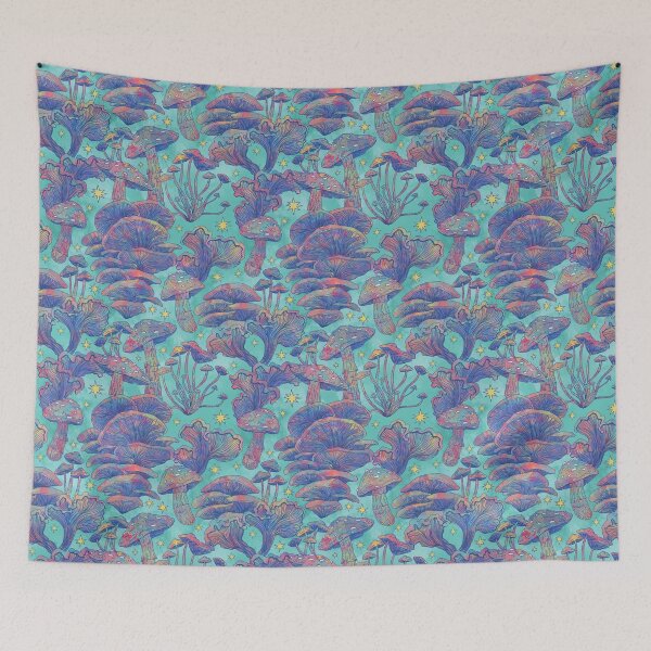 Item preview, Rainbow Mushrooms Blue designed and sold by inkedinred.