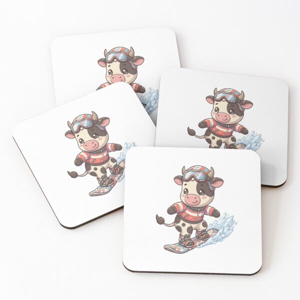 Item preview, Cute Cow Snowboarding Winter Sport designed and sold by Ella_Sketch.