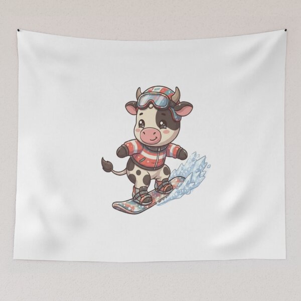 Item preview, Cute Cow Snowboarding Winter Sport designed and sold by Ella_Sketch.