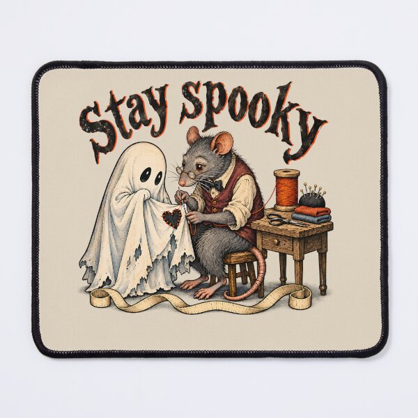 Item preview, Stay Spooky Vintage Rat Tailor Mending Cute Ghost designed and sold by MythicCotton.