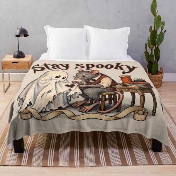 Item preview, Stay Spooky Vintage Rat Tailor Mending Cute Ghost designed and sold by MythicCotton.
