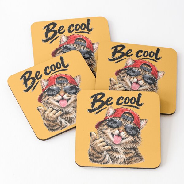 Item preview, Be Cool – Cute Cat Wearing Sunglasses and Red Cap Funny Animal Art designed and sold by Evelashop.