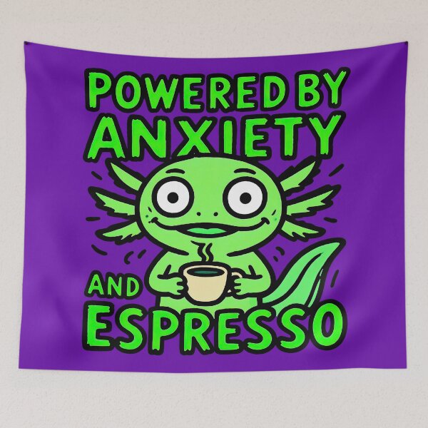 Item preview, Funny Anxious Axolotl Powered By Espresso Coffee designed and sold by MarCinu Art.