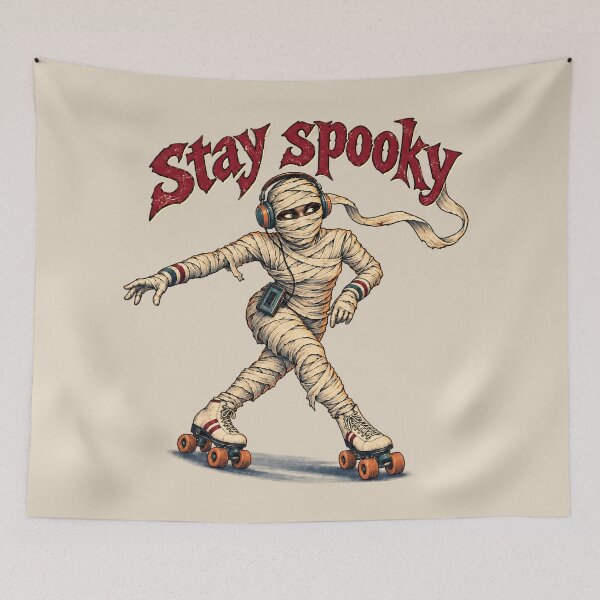 Item preview, Retro Roller Skating Mummy Stay Spooky Halloween designed and sold by MythicCotton.