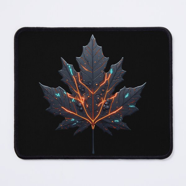 Item preview, Cybernetic Maple Leaf - Autumn Neon and Gold Energy designed and sold by Cyber Gold Studio.