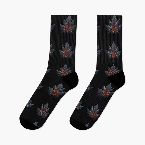 Item preview, Cybernetic Maple Leaf - Autumn Neon and Gold Energy designed and sold by Cyber Gold Studio.