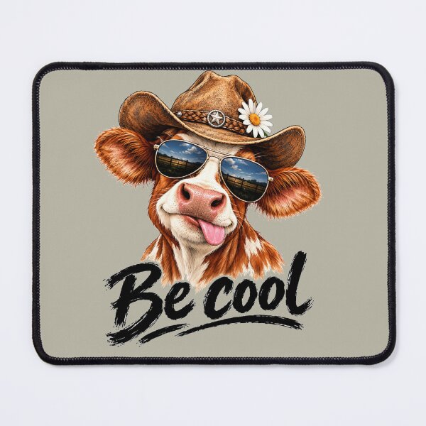 Item preview, Be Cool – Cute Cow Wearing Cowboy Hat and Sunglasses Funny Farm Animal Art designed and sold by Evelashop.