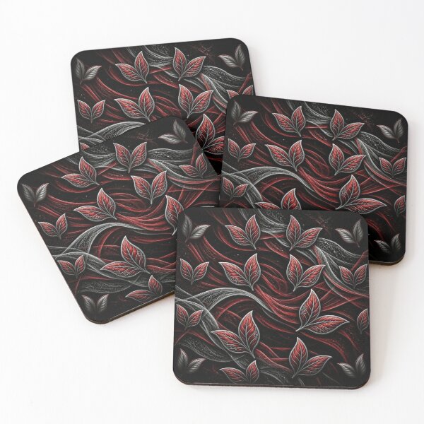 Item preview, Gothic Crimson Leaves - 3D Metallic Red and Silver Abstract Pattern designed and sold by Breezes-of-Ida.