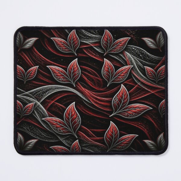 Item preview, Gothic Crimson Leaves - 3D Metallic Red and Silver Abstract Pattern designed and sold by Breezes-of-Ida.