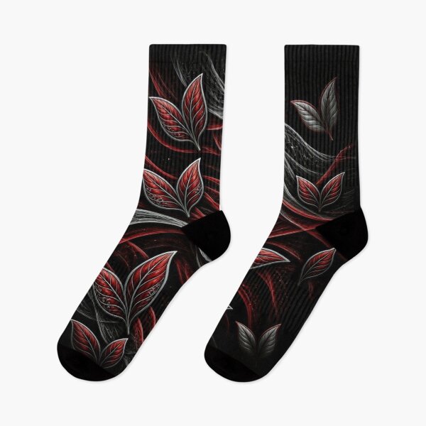 Item preview, Gothic Crimson Leaves - 3D Metallic Red and Silver Abstract Pattern designed and sold by Breezes-of-Ida.