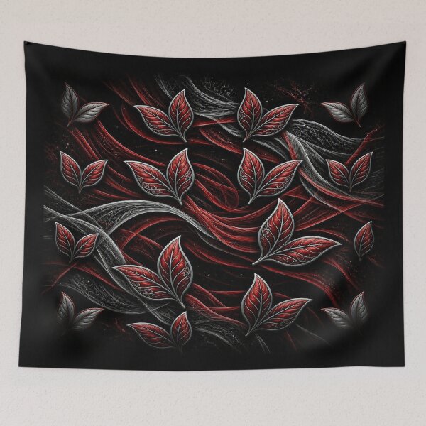 Item preview, Gothic Crimson Leaves - 3D Metallic Red and Silver Abstract Pattern designed and sold by Breezes-of-Ida.