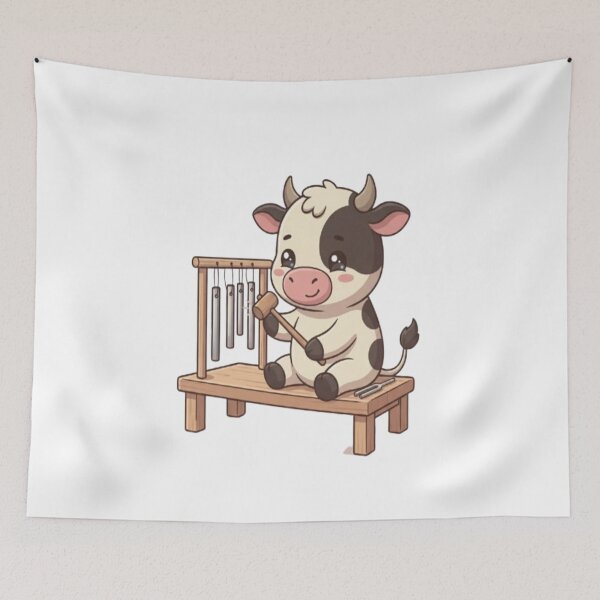 Item preview, Cute Cow Playing Chime Instrument designed and sold by Ella_Sketch.