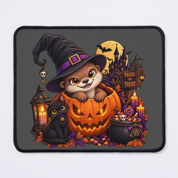 Item preview, Funny Otter Meme Collection - Trick Or Treat Pumpkin Otter Halloween - Cute Spooky Cartoon Otter - Jack O Lantern & Black Cat designed and sold by MiraLumeStudio.